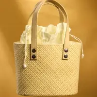 Сумка плетёная из пандана, 23&times;13&times;35 см, бежевая