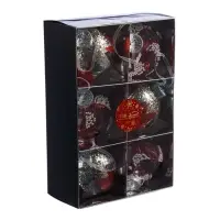 Набор шаров пластик d-8 см, 6 шт "Мелвин" красно-белый