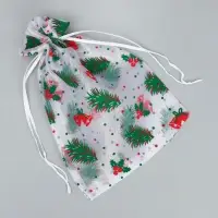 Мешочек подарочный органза &laquo;Елочки&raquo;, 16 х 24 см +/- 1.5 см