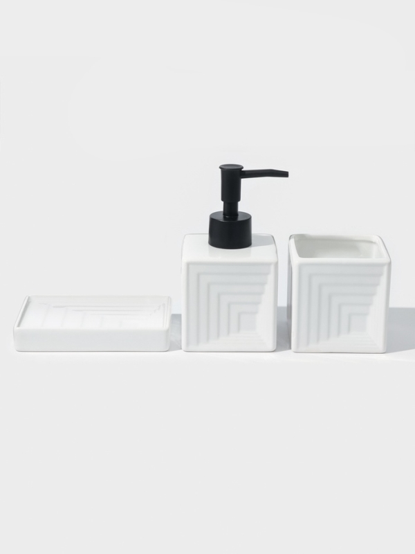 Набор для ванной SAVANNA, 3 предмета, дозатор для мыла, стакан, мыльница