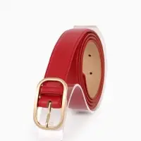 Ремень жен 05-01-01-01, Июнь2512, 3*0,3*110 см, без винта, пряж золото, 1 прокол, красный