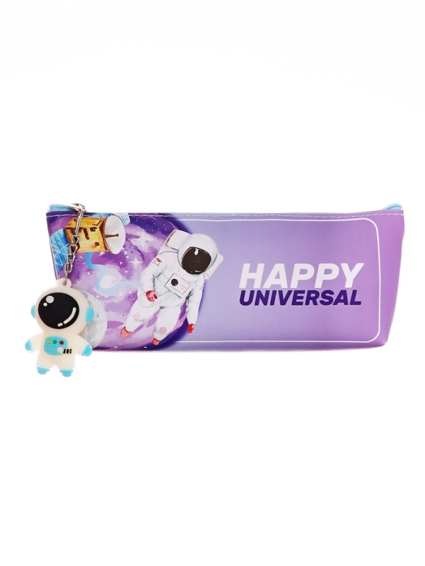Пенал школьный на молнии  Космонавт, с подвеской