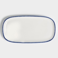 Блюдо овальное Blue Lagoon Magistro 34.5 см, белое, синий