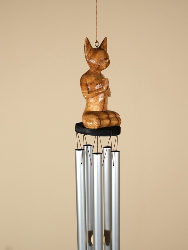 Музыка ветра "Кошка" дерево, алюминий 7х7х70 см