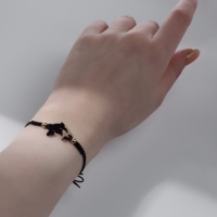 Браслет ассорти на нити &laquo;Дельфинчик&raquo; на нити, цвет чёрный в золоте