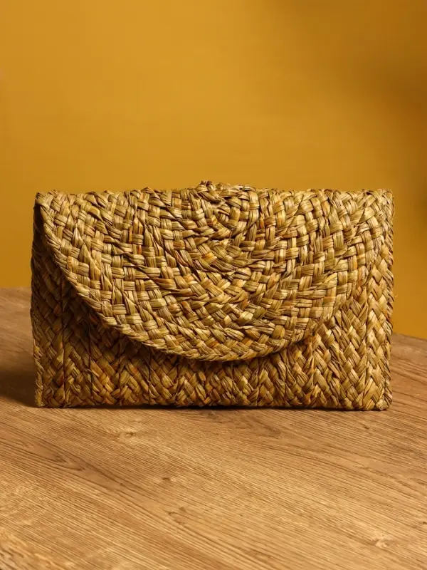 Сумка клатч плетёная из сиграсса 26х16х3 см, цв. бежевый