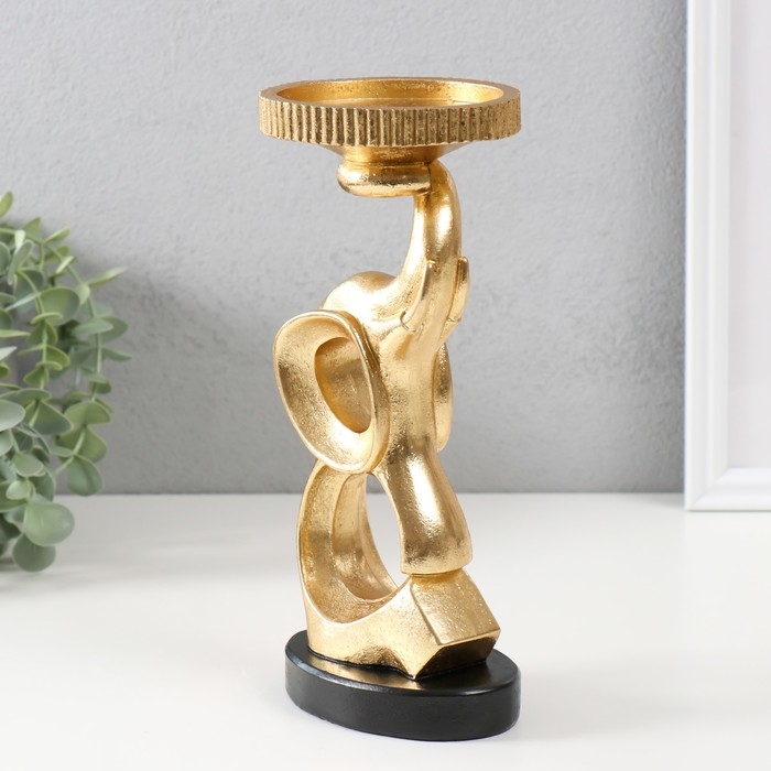 Подсвечник полистоун на 1 свечу "Абстракция. Слон" золото 10,9х9,5х23,8 см