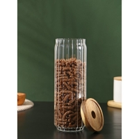 Банка стеклянная для сыпучих продуктов с деревянной крышкой &laquo;Дафна&raquo;, 1,3 л, 9&times;26 см