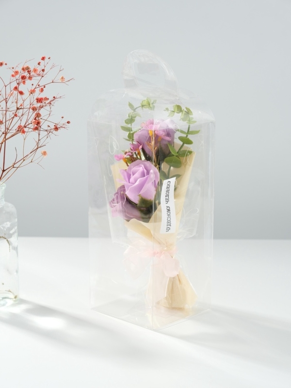 Букет из мыльных лепестков "Нежные цветы на подарок" сиреневый 10х10х25,3 см