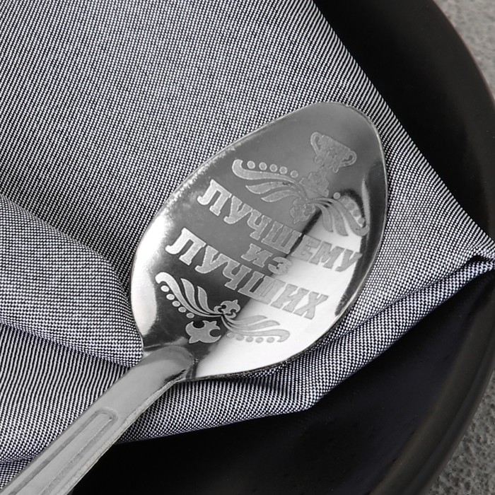 Ложка чайная с гравировкой &laquo;100% мужику&raquo;, на подарочной открытке, 3 х 14 см.