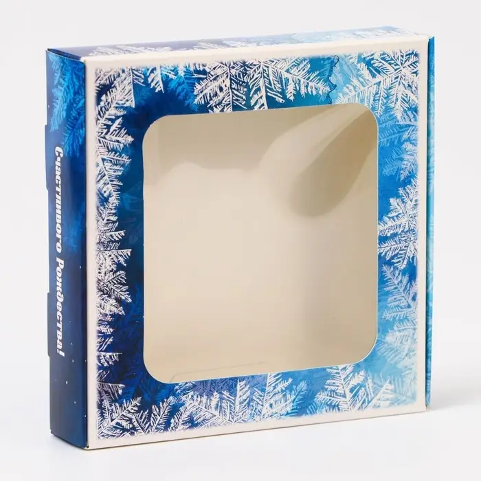 Подарочная коробка сборная с окном &laquo;Зимушка&raquo;, 13&times;13&times;3 см