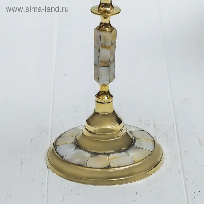 Подсвечник латунь на 3 свечи "Кардинал" 23 см. перламутр