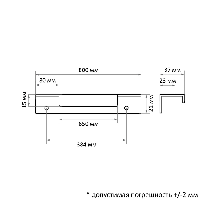 Ручка торцевая CAPPIO RP100GR, L=800 мм, цвет серый