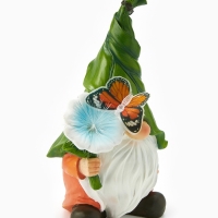 Садовая фигура "Гном с цветочком", 20х17х31.5 см, с подсветкой