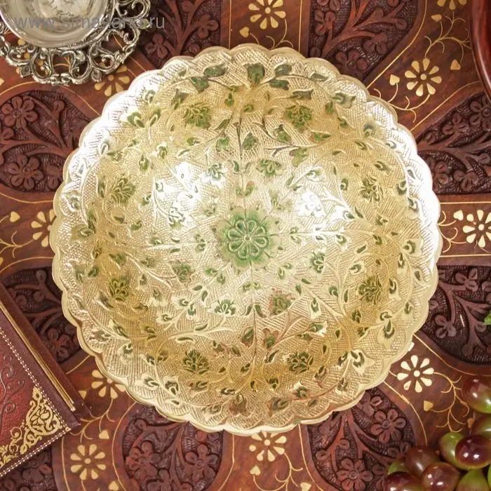 Блюдо латунь "Живая изгородь"  цветная эмаль 6,5х20х20 см, МИКС