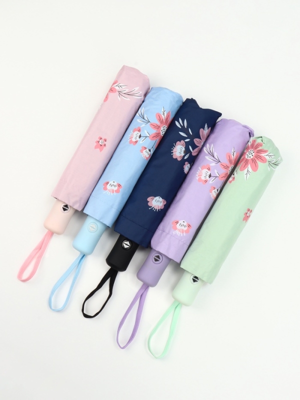 Зонт автоматический &laquo;Цветы&raquo;, эпонж, 3 сложения, 8 спиц, R = 48/55 см, D = 110 см, цвет МИКС