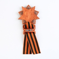 Значок деревянный с лентой &laquo;9 мая, орден&raquo;, 6,1 х 8,2 см, георгиевская лента