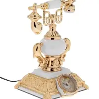 Часы-светильник "Ретро телефон", белый, с будильником, 28.5 х 18 х 18 см