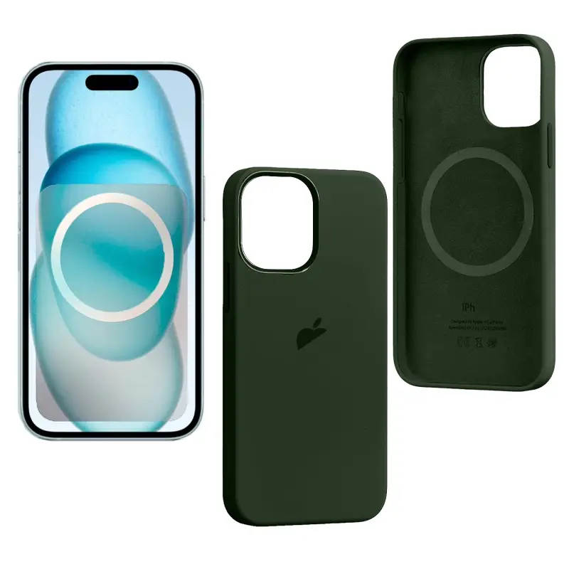 Чехол iPh 15 Pro Max Silicon Case 100% ORG (MagSafe + анимация NFC Clear) c LOGO Cypress