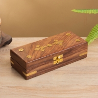 Шкатулка "Лилия" 20х8х5 см, дерево шишам, латунь