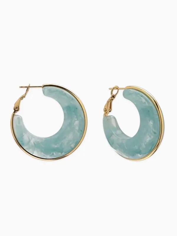 Серьги-кольца акрил "Тренд", цвет голубой в золоте