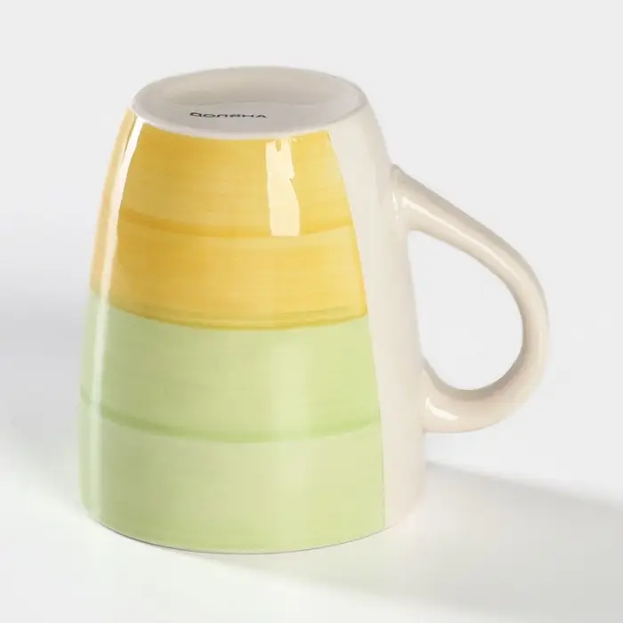 Кружка керамическая Доляна &laquo;Подсолнух&raquo;, 360 мл, цвет зелёный