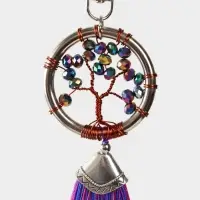 Брелок ловец снов "Древо жизни" 19 см, цв. фуксия, перламутр