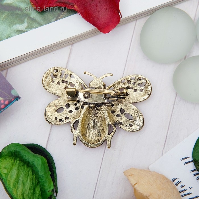 Брошь этника &laquo;Муха&raquo;, цветная в чернёном золоте