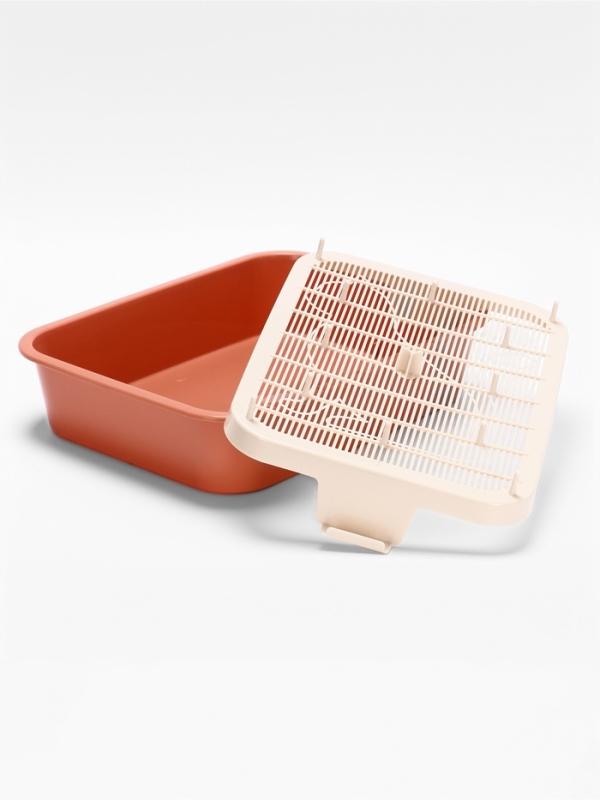 Туалет "Мур-мяу" для кошек с сеткой 33,2 х 25,6 х 7,2 см, коралловая