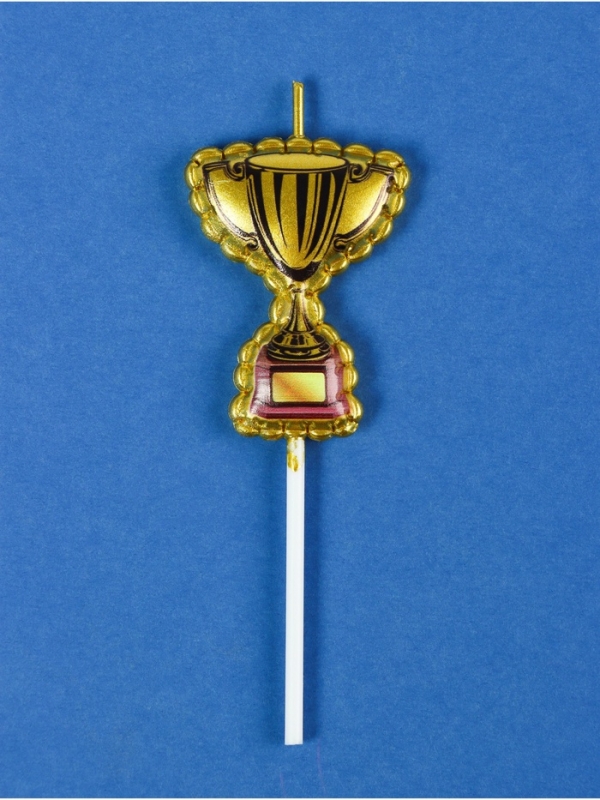 Свеча в торт "Кубок", 11 см, золотая