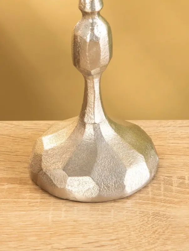 Подсвечник "Грани" алюминий 25 см, цв. серебро