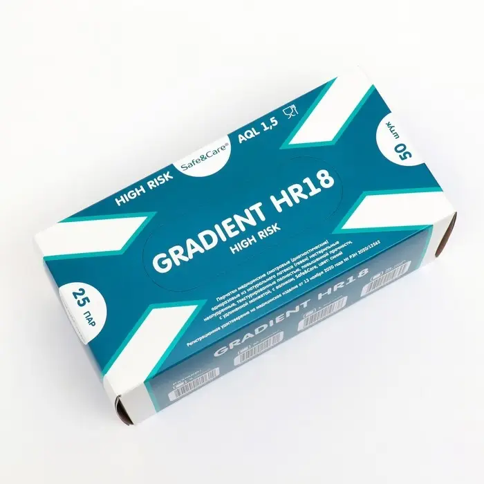 Перчатки медицинские High Risk, латексные, темно-синие 18 гр/шт, р-р L, 25пар (2-крат хлор.)