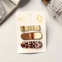 Невидимка для волос "Герти" (набор 10 шт) лео, 5 см, золото