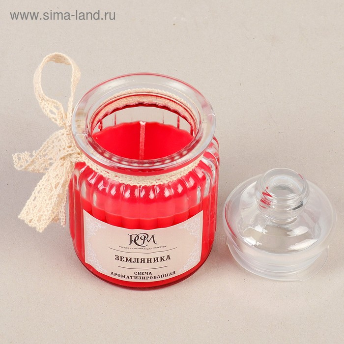 Свеча в банке ароматизированная "Земляника" 180гр, время горения 45ч