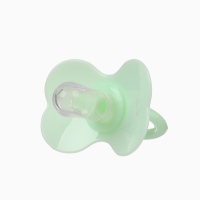 Пустышка классическая, с держателем, +0мес., цвет зеленый/желтый