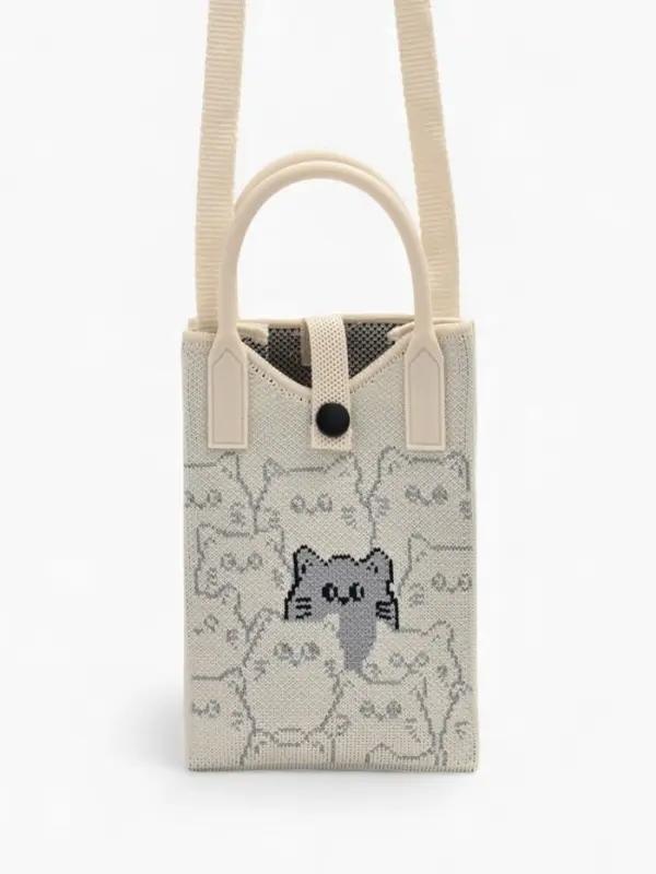 Сумка подр Коты, 12*4*17, отд на кнопке, дл ремень, белый