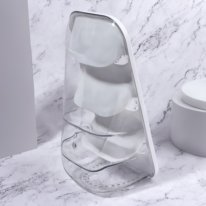 Органайзер для хранения косметических принадлежностей, 3 секции, 16,2 &times; 13,5 &times; 33,5 см, цвет белый/прозрачный