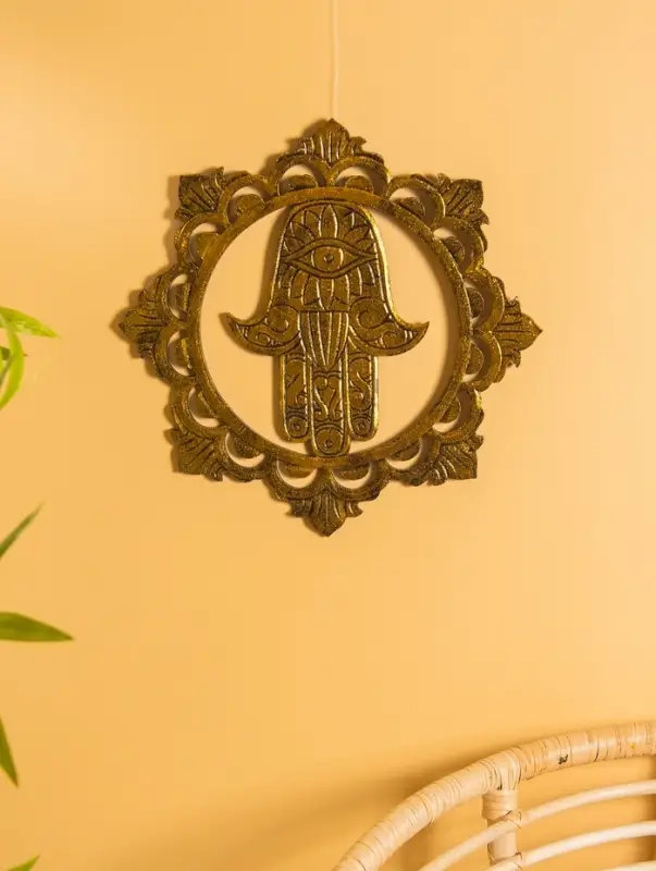 Панно "Хамса" МДФ, 40х40х1 см, цв. золото/чёрный