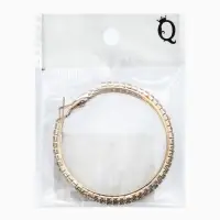 Серьги-кольца со стразами d=5.5 см, белые в золоте