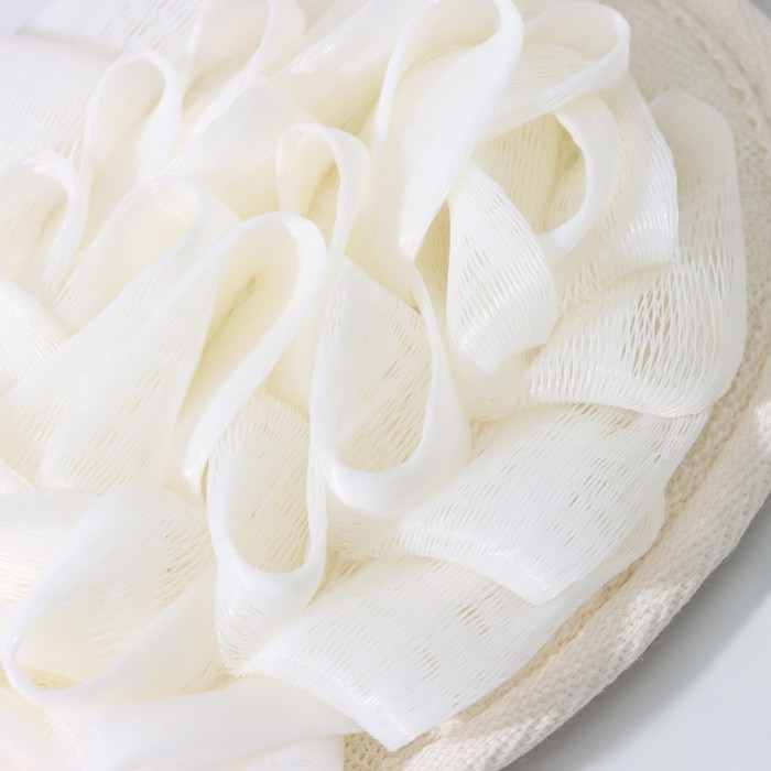 Мочалка для тела массажная со скрабером Доляна &laquo;Афродита&raquo;, 11&times;16 см, цвет бежевый