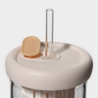 Стакан стеклянный с крышкой и трубочкой &laquo;Бьорн&raquo;, 450 мл