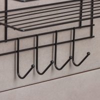 Полка для ванной прямая, 4 крючка, 33&times;12,5&times;21см, цвет чёрный