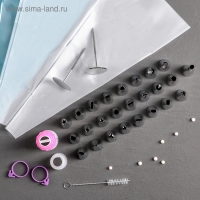 Набор кондитерский, 34 предмета: 26 насадок d=1,7, h=3 см, 2 адаптера, 2 гвоздя 3&times;6,5, 2 зажима