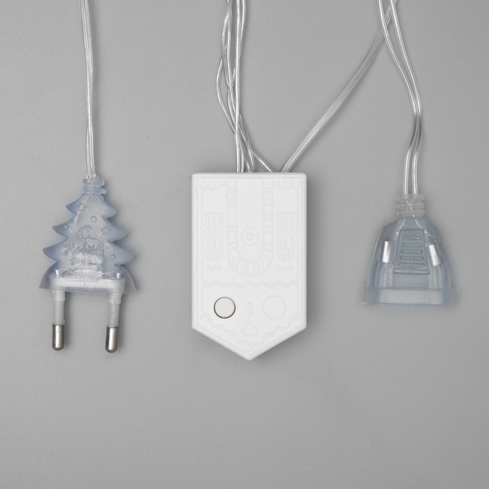 Гирлянда &laquo;Бахрома&raquo; 2.4 &times; 0.9 м с насадками &laquo;Ёлки&raquo;, IP20, прозрачная нить, 138 LED, свечение тёплое белое, 8 режимов, 220 В