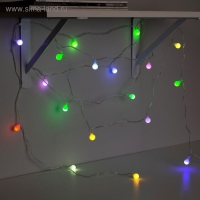 Гирлянда &laquo;Нить&raquo; 5 м с насадками &laquo;Шарики белые&raquo;, IP20, прозрачная нить, 20 LED, свечение мульти (RG/RB), мигание, 220 В