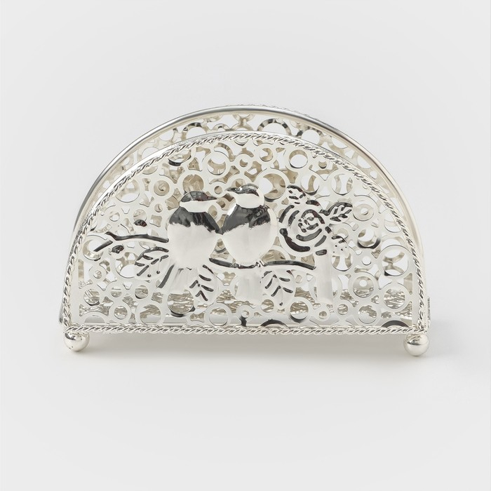 Салфетница декоративная &laquo;Птицы&raquo;, 14&times;4,5&times;8,5 см, цвет серебряный