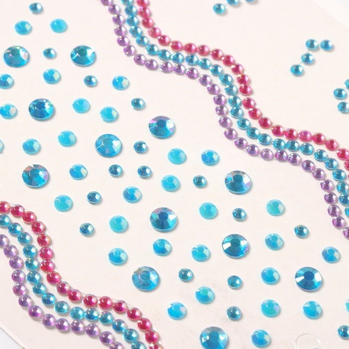 Наклейка пластик стразы "Река" голубая 22,5х11,5 см