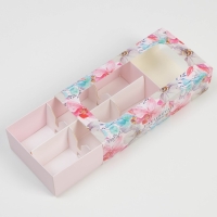 Коробка под 6 конфет, кондитерская упаковка &laquo;Расцветай от счастья&raquo;, 10.2 х 20 х 5 см