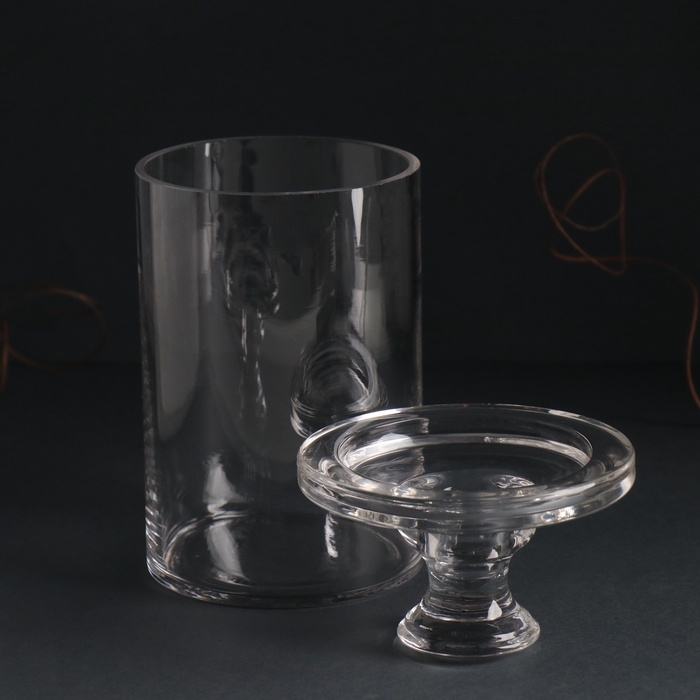 Подсвечник стекло на 1 свечу "Цилиндр широкий" прозрачный d=2 см и d=8 см 11х11х16 см