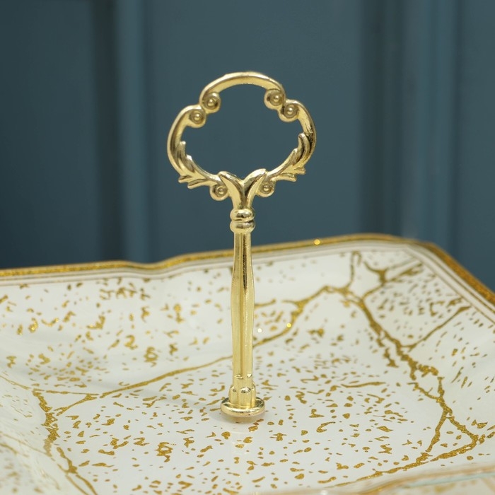 Этажерка &laquo;Камень&raquo;, 2 уровня, цвет бежевый с золотым